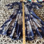 Free People  Size S Blue Hawaii Washed Blue Floral Print‎ Short Sleeve Mini Dress Photo 16