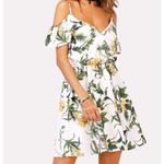 ✨ HP✨V Neckline Open Shoulder Floral Print Dress✨ White Size L Photo 1