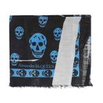 Alexander McQueen  Skull Scarf Black & Blue 100% Wool - NWT Photo 3