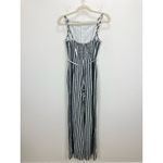Madewell Pleated Wide Leg Jumpsuit Pinstripe Linen Navy White Resort US 00 NWT Photo 7