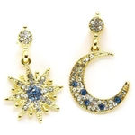 Star and Moon Mismatched Earrings Gold Photo 0