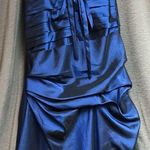 Sapphire blue, one shoulder with a bow on that shoulder, ruching down front Photo 1