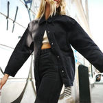 ZARA  Black Denim Overshirt Jacket Photo 0