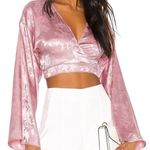 superdown Silky Pink Floral Bell Sleeve Top Photo 0