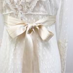 CLAIRE PETTIBONE Vintage Ivory Lace Slip Dress Nightgown Robe Sheer Fairy Small White Photo 4