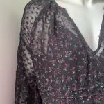 ZARA  Women's Black Ruffle Floral Swiss Dot Long Sleeve Dress Small Photo 4