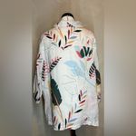 Cynthia Rowley Womens 100% Linen V-Neck Tropical Leaf Print Graphic Shirt |Sz:1X Photo 1