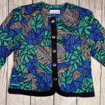 VTG Pablo Collection Sweater Cardigan Purple Gold Button Up USA Womens 16 Petite Blue Size 16P Photo 1