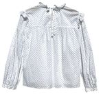 Madewell Women’s White Polka Dot Ruffle Neck Bow Tie Long sleeve Top Photo 5