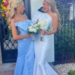 Mac Duggal Blue Strapless Bow Mermaid Gown Photo 1