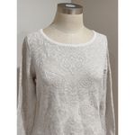 Charter Club Womens Cream and Metallic Silver Brocade Long Sleeve Sweater Size M Photo 1