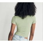 Madewell Popcorn White Square Neckline Ribbed Cropped Cap Sleeve Top Size Large Photo 3