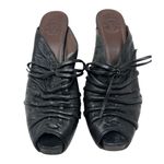 Frye Gwen Ruched Peep Toe Wedge Mule Heels in Black 9.5 Photo 1