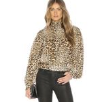 Frame  Smocked Cheetah Blouse in Camel Multi Photo 1
