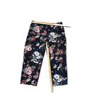 Loft  By Ann‎ Taylor Navy Floral Silky Ankle Dress Pants size 16 Photo 4