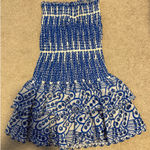 Strapless Blue and White Mini Dress Photo 0