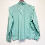 Everlane NWT  The Wing Shoulder Mock Neck Ruffle Long Sleeve Blouse Green Size 8 Photo 5