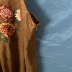 Blu Pepper : Chocolate Suede Like Embroidered Floral Dress- Side zip- M Photo 8