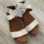 Franco Sarto Franco Sarto Ivory White Snake Embossed Platform Sandals Criss Cross Straps 7 Photo 0