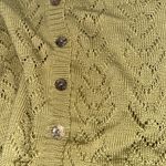 Peruvian Connection  100% Pima cotton eyelet button crop cardigan key lime green Photo 2