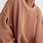 Aerie  Chunky Knit Oversized Split Hem Balloon Sleeve Taupe Sweater Photo 5