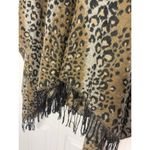 Women’s Khaki Leopard Cheetah Print Fringe Shawl Poncho Wrap Scarf One Size Tan Size undefined Photo 8