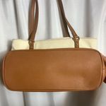 Tommy Hilfiger Purse Large Canvas Tote Shoulder Bag Vegan Leather Double Strap Photo 3