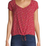 No Boundaries Womens  Flirty Floral Print Peasant Short Sleeve Top - Sz XXL Photo 0