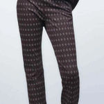 ZARA  Brown Navy Patterned Stretchy Straight Leg Dress Pants Boho Women's Small Photo 0