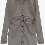 ZARA Black and Creme Houndstooth Long Sleeve Mini Dress Photo 0