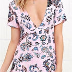 Urban Outfitters Somedays Lovin' Deep V Neck Pink Paisley Mini Dress Photo 0
