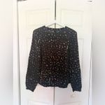 Gap  Print Puff Sleeve Top Long Sleeve Floral Black Blouse Size Small Tall Photo 2