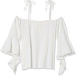 J.O.A. White Off Shoulder Cascade‎ Sleeve Cotton Blouse Size XS Photo 0