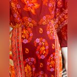 Farm Rio  100% Cotton Vibrant Red and Orange Long Sleeve Dress Size Medium Photo 10