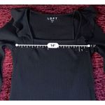 Loft Women’s Black Ribbed Longsleeve Top Flutter Shoulders MEDIUM Photo 4