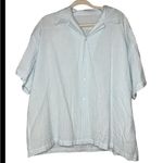 Daily Drills Seersucker Striped Cotton Top Short Sleeve Blue White Size M/L Photo 2