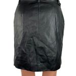 H&M Black Vegan Faux Leather Belted Pockets Paperbag Mini Pencil Skirt Size 4 Photo 2