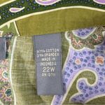 Kate Hill Cotton Blend Paisley Button-Up Boho Long Sleeve Blouse Women's 22W Photo 7