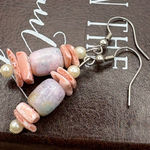 Vintage Early 2000s Pink Shell & Glass Bead Earrings – Handmade Y2K Boho Photo 0