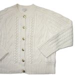 J.Crew NWT Cable-knit Cardigan Sweater in Ivory Wool Blend XL Photo 1