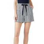 Chinti & Parker Midsummer Relaxed Shorts Women's 4 Off White Blue Tie Waist RTR Photo 0
