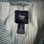 Gap  Blue White Railroad Stripe Utility Jacket L Zip Front Waist Chore Coat Photo 1