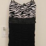 New Mint Zebra Print Ruched Dress Tulle Size Medium Black Photo 2