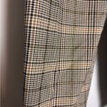 Loft  Plaid Brown White Shimmer Pleated Dress Pants Photo 3
