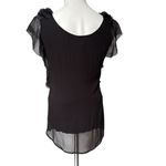 Yoana Baraschi Black Petal Detail Sheer Overlay Top, Sz XS Photo 3