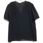 Black V Neck Blouse Top XL Whimsigoth Witchy Crochet Swiss Dot Y2K Fairy Grunge Photo 2