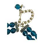 Heidi Daus Turquoise Green Gold Crystal Statement Necklace & Earring Set Peacock Blue Photo 5