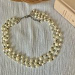 Three Strand Pearl Chain Silver Necklace Vintage “Esme” 19” Classic Feminine White Photo 8