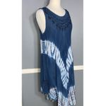 Emily Tracy Distressed Blue Tie Dye Sleeveless Embroidered Dress Swim Cover OS Size undefined Photo 3