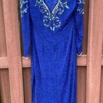 Jovani Vintage Silk Beaded Long Sleeve Gown Photo 4